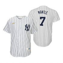 Youth Nike New York Yankees #7 Mickey Mantle White Cooperstown Collection Game Authentic Stitched MLB Jersey