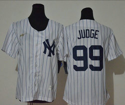 Youth Nike New York Yankees #99 Aaron Judge White Game With Name Cooperstown Collection Jersey