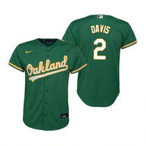 Youth Nike Oakland Athletics #2 Khris Davis Green Game Authentic Stitched MLB Jersey