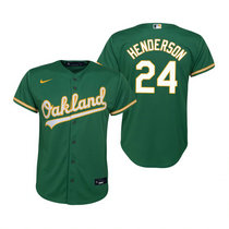 Youth Nike Oakland Athletics #24 Rickey Henderson Green Game Authentic Stitched MLB Jersey