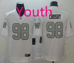 Youth Nike Oakland Raiders #98 Maxx Crosby White Rush Limited Authentic Stitched NFL Jersey