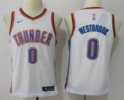 Youth Nike Oklahoma City Thunder #0 Russell Westbrook Association White Authentic Stitched NBA jersey
