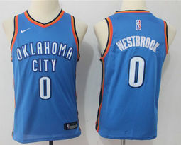 Youth Nike Oklahoma City Thunder #0 Russell Westbrook Icon Light Blue Authentic Stitched NBA jersey