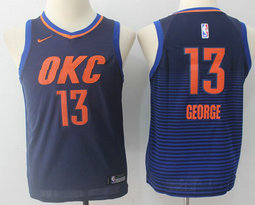 Youth Nike Oklahoma City Thunder #13 Paul George Blue OKC Game Authentic Stitched NBA Jersey