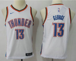 Youth Nike Oklahoma City Thunder #13 Paul George Icon Association White Authentic Stitched NBA jersey