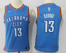 Youth Nike Oklahoma City Thunder #13 Paul George Icon Light Blue Authentic Stitched NBA jersey