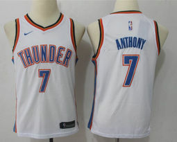 Youth Nike Oklahoma City Thunder #7 Carmelo Anthony Association White Authentic Stitched NBA jersey