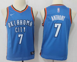 Youth Nike Oklahoma City Thunder #7 Carmelo Anthony Icon Blue Authentic Stitched NBA jersey
