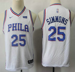 Youth Nike Philadelphia 76ers #25 Ben Simmons White Game With Advertising Authentic Stitched NBA Jersey