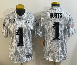 Youth Nike Philadelphia Eagles #1 Jalen Hurts 2024 Salute to Service NFL Jersey