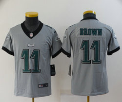 Youth Nike Philadelphia Eagles #11 A. J. Brown Gray Inverted Legend Authentic Stitched NFL Jersey