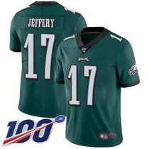 Youth Nike Philadelphia Eagles #17 Alshon Jeffery 100th Season Green Vapor Untouchable Authentic Stitched NFL Jersey