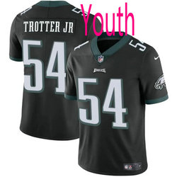 Youth Nike Philadelphia Eagles #54 Jeremiah Trotter Jr Black 2024 Draft Vapor Untouchable Football Jersey
