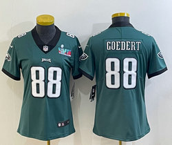 Youth Nike Philadelphia Eagles #88 Dallas Goedert Green Super Bowl LVII Patch Authentic stitched NFL jersey