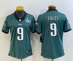 Youth Nike Philadelphia Eagles #9 Nick Foles Green Super Bowl LVII Patch Authentic stitched NFL jersey