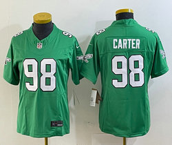 Youth Nike Philadelphia Eagles #98 Jalen Carter Green Throwback 2023 F.U.S.E. Authentic stitched NFL jersey