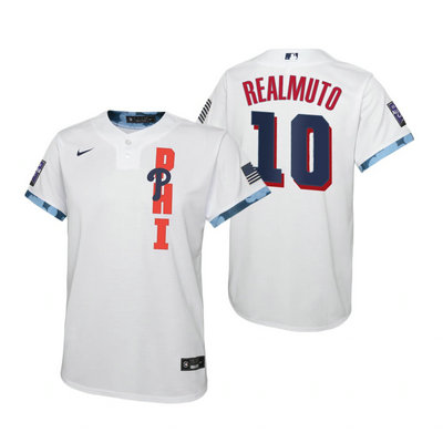 Youth Nike Philadelphia Phillies #10 J.T. Realmuto 2021 All star White Game Authentic Stitched MLB Jersey