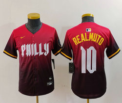 Youth Nike Philadelphia Phillies #10 J.T. Realmuto 2024 Red City Blue Authentic Stitched MLB Jersey