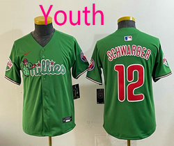 Youth Nike Philadelphia Phillies #12 Kyle Schwarber Green Phanatic Authentic Stitched MLB Jerseys