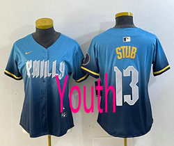 Youth Nike Philadelphia Phillies #13 Stub 2024 City Blue Authentic Stitched MLB Jersey