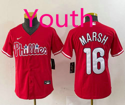 Youth Nike Philadelphia Phillies #16 Brandon Marsh Red Authentic Stitched MLB Jersey