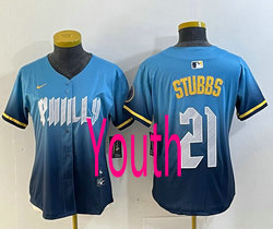 Youth Nike Philadelphia Phillies #21 Garrett Stubbs 2024 City Blue Authentic Stitched MLB Jersey