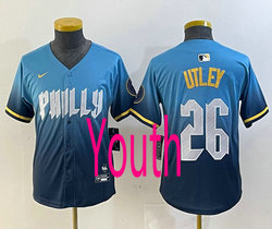 Youth Nike Philadelphia Phillies #26 Chase Utley 2024 City Blue Authentic Stitched MLB Jersey
