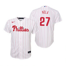 Youth Nike Philadelphia Phillies #27 Aaron Nola White (Red Strip) Game Authentic Stitched MLB Jersey