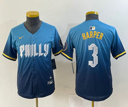 Youth Nike Philadelphia Phillies #3 Bryce Harper 2024 City Blue Authentic Stitched MLB Jersey