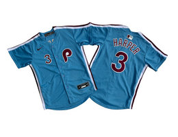 Youth Nike Philadelphia Phillies #3 Bryce Harper Blue Throwback Limited MLB Jersey