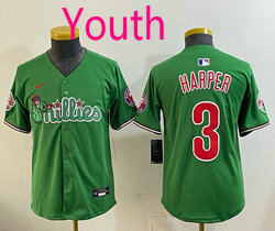 Youth Nike Philadelphia Phillies #3 Bryce Harper Green Phanatic Authentic Stitched MLB Jerseys