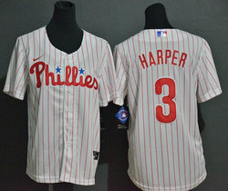 Youth Nike Philadelphia Phillies #3 Bryce Harper White (Red Strip) Game Authentic Stitched MLB Jersey