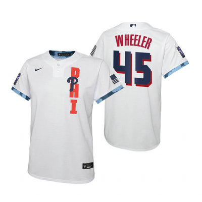 Youth Nike Philadelphia Phillies #45 Zack Wheeler 2021 All star White Game Authentic Stitched MLB Jersey