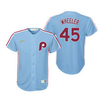 Youth Nike Philadelphia Phillies #45 Zack Wheeler Light Blue Game Authentic Stitched MLB Jersey