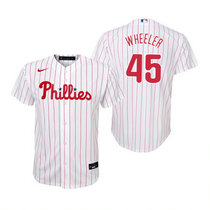 Youth Nike Philadelphia Phillies #45 Zack Wheeler White (Red Strip) Game Authentic Stitched MLB Jersey