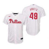 Youth Nike Philadelphia Phillies #49 Jake Arrieta White (Red Strip) Game Authentic Stitched MLB Jersey