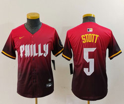 Youth Nike Philadelphia Phillies #5 Bryson Stott 2024 Red City Blue Authentic Stitched MLB Jersey