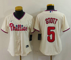 Youth Nike Philadelphia Phillies #5 Bryson Stott Cream Authentic Stitched NBA Jersey