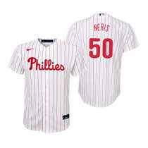 Youth Nike Philadelphia Phillies #50 Hector Neris White (Red Strip) Game Authentic Stitched MLB Jersey