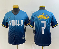 Youth Nike Philadelphia Phillies #7 Trea Turner 2024 City Blue Authentic Stitched MLB Jersey