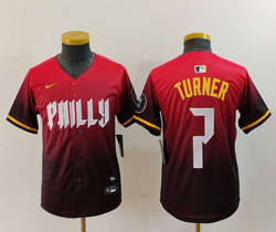 Youth Nike Philadelphia Phillies #7 Trea Turner 2024 Red City Blue Authentic Stitched MLB Jersey