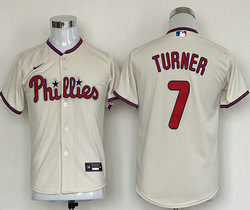 Youth Nike Philadelphia Phillies #7 Trea Turner Cream Game Authentic Stitched MLB Jersey