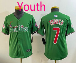 Youth Nike Philadelphia Phillies #7 Trea Turner Green Phanatic Authentic Stitched MLB Jerseys