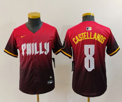 Youth Nike Philadelphia Phillies #8 Nick Castellanos 2024 Red City Blue Authentic Stitched MLB Jersey