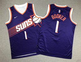 Youth Nike Phoenix Suns #1 Devin Booker Purple Authentic Stitched NBA Jersey