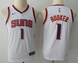 Youth Nike Phoenix Suns #1 Devin Booker White Game Authentic Stitched NBA jersey