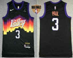 Youth Nike Phoenix Suns #3 Chris Paul Black 2022 Finals patch With Advertising Authentic Stitched NBA jersey