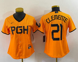 Youth Nike Pittsburgh Pirates #21 Roberto Clemente Gold City Game Authentic stitched MLB jersey