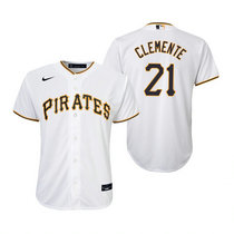 Youth Nike Pittsburgh Pirates #21 Roberto Clemente White Game Authentic Stitched MLB Jersey