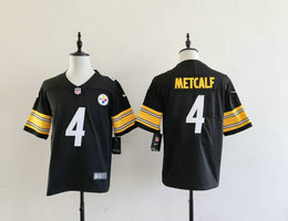 Youth Nike Pittsburgh Steelers #4 DK Metcalf Black Throwback big font Stitched jersey